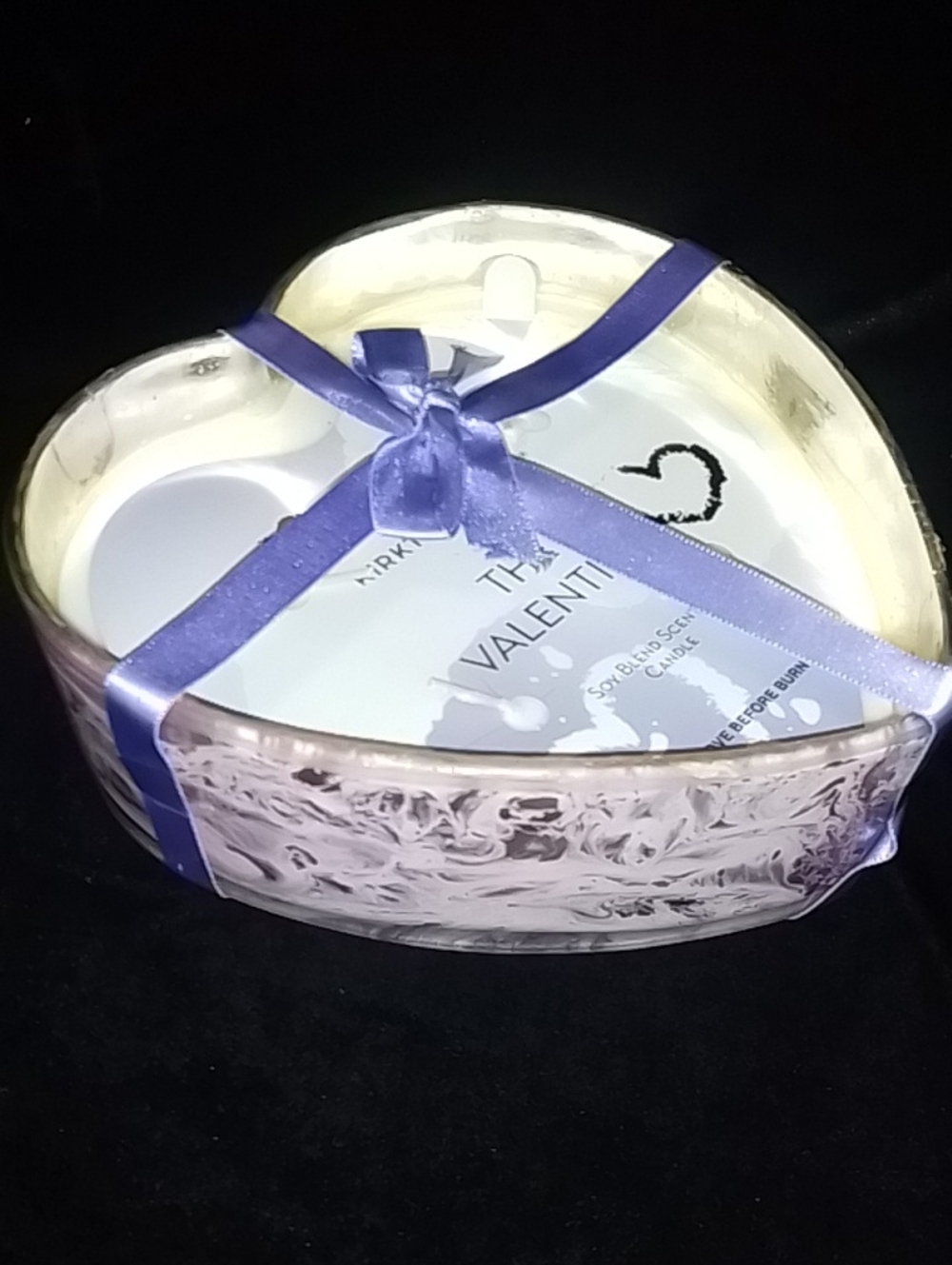 Heart-Shaped Lavender Purple Soy Candle with Ribbon